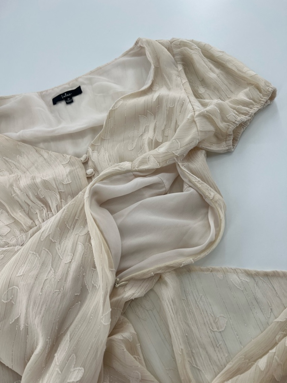 Lulu’s Gala in the Garden Cream Jacquard High-Low Midi Dress fairy cottagecore - Picture 7 of 10